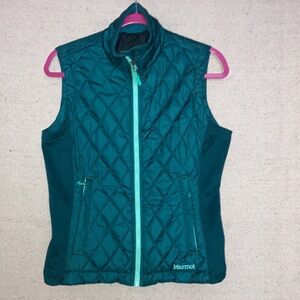 Marmot Teal Green Quilted Full Zip Puffer Lightweight Vest Women’s S Hiking